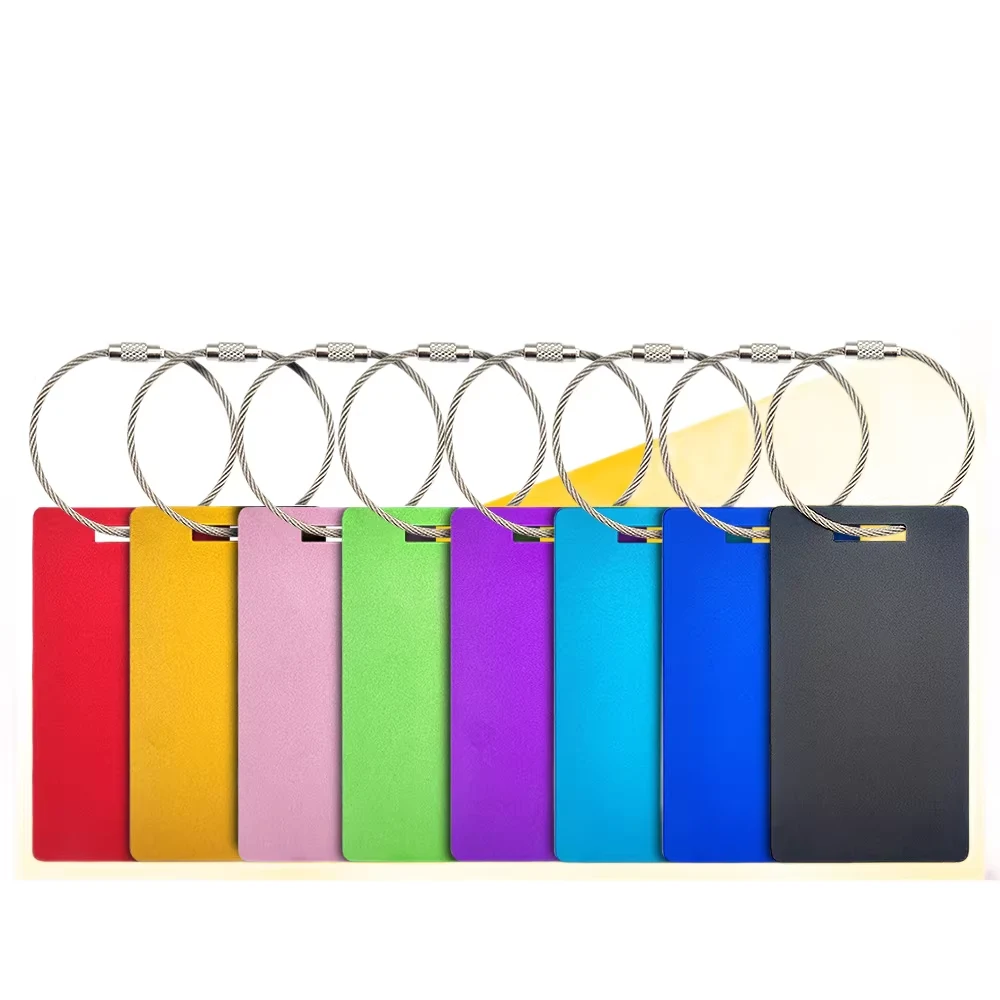 Custom Engravable Blank Aluminum Luggage Tag with Stainless Steel Cable 1