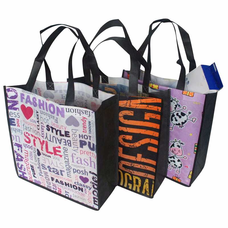 100 GSM PET Tote Bag with Black Gusset & Handles: 13" x 13" x 5"