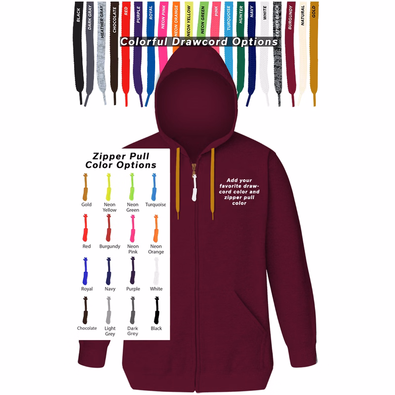 Custom Drawcord & Zipper Pull Hoodie