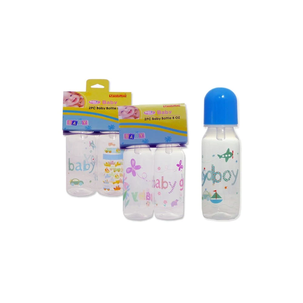 Baby Bottles - 8 oz 2 Pack Boy & Girl Prints 1