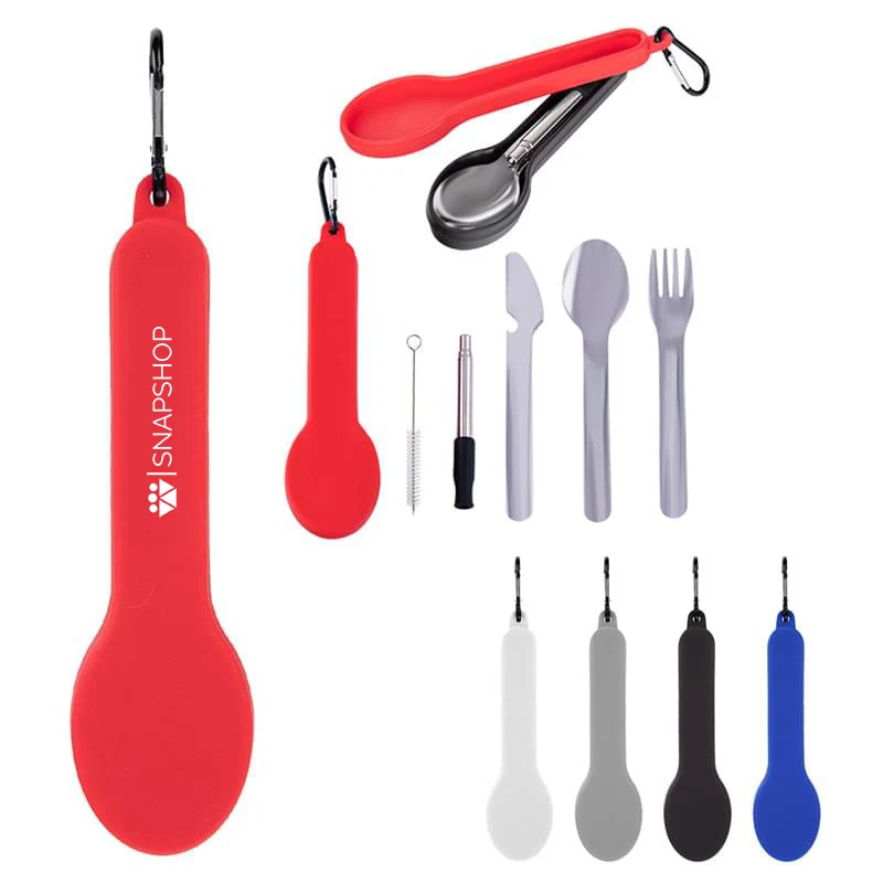 Travel Utensil Set With Silicone Holder 1