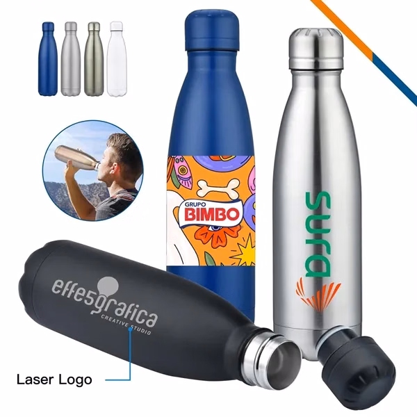 Custom 17 oz Stainless Steel Water Bottle with Leak-Proof Lid — Sport Full-Color Promo