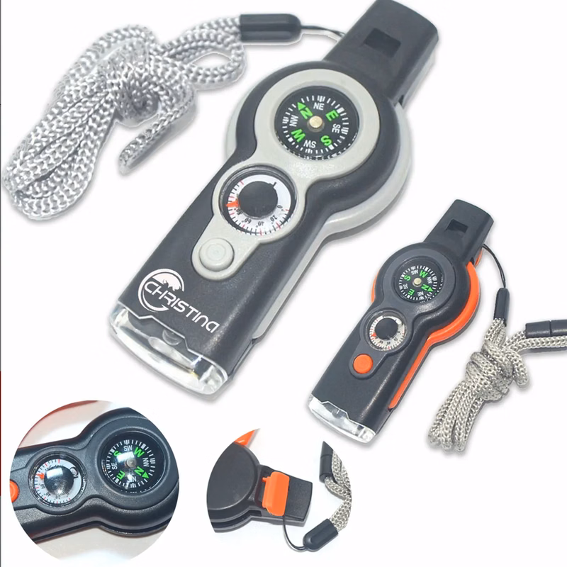 Lightweight 7 In 1 Multi-functional Survival Whistle
