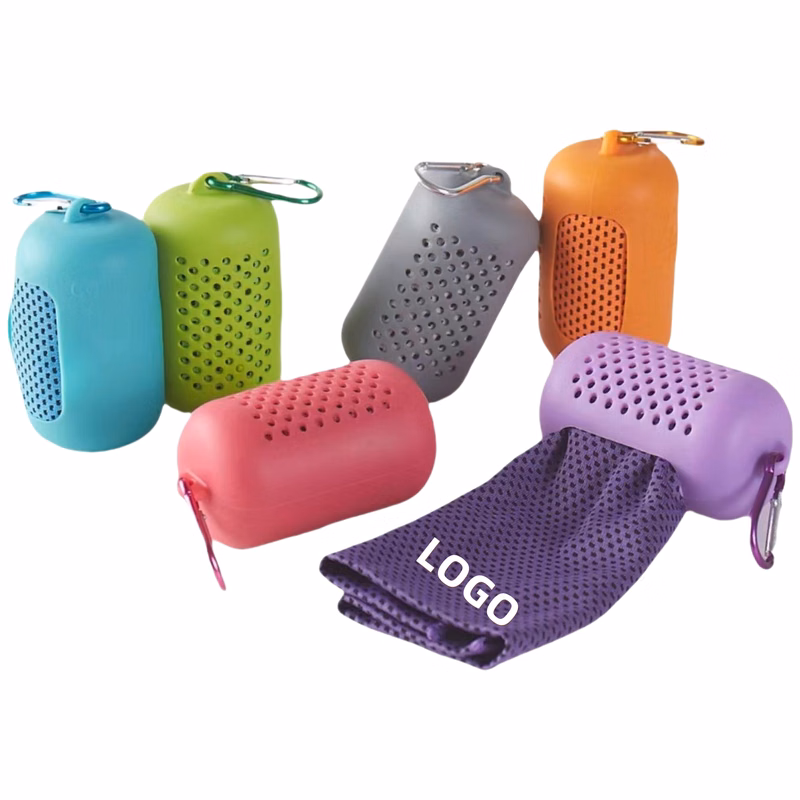 Portable Quick-Drying Towel with Silicone Case and Carabiner