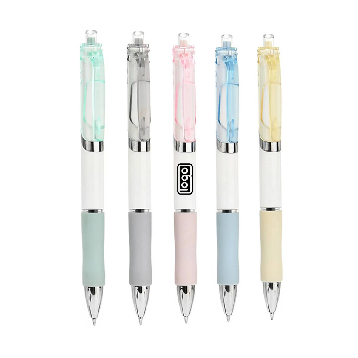 Macaron Retractable Ballpoint Pen W/ Silicone Grip 1