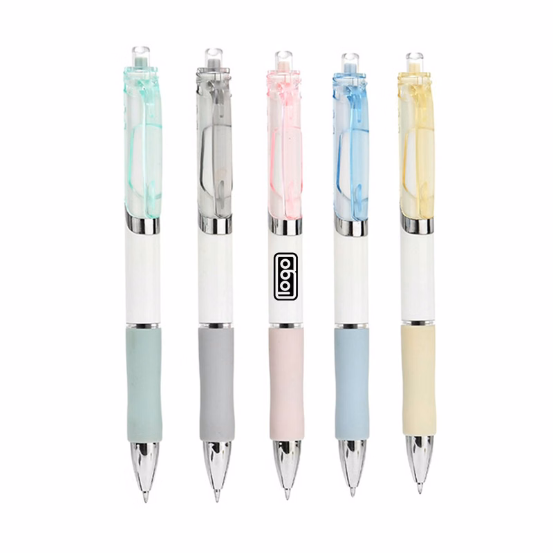 Macaron Retractable Ballpoint Pen W/ Silicone Grip
