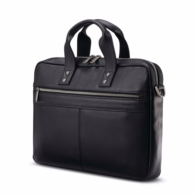 Samsonite® Classic Leather Slim Laptop Brief Bag