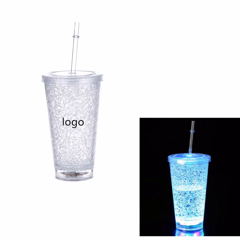 LED Shattered Tumbler Light Up Cup with Straw