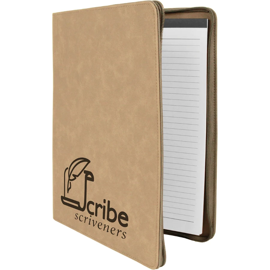9 1/2" x 12" Zipable Leatherette Portfolio with Notepad 1