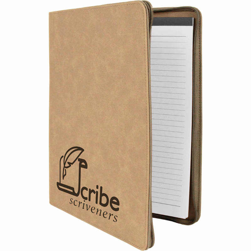 9 1/2" x 12" Zipable Leatherette Portfolio with Notepad