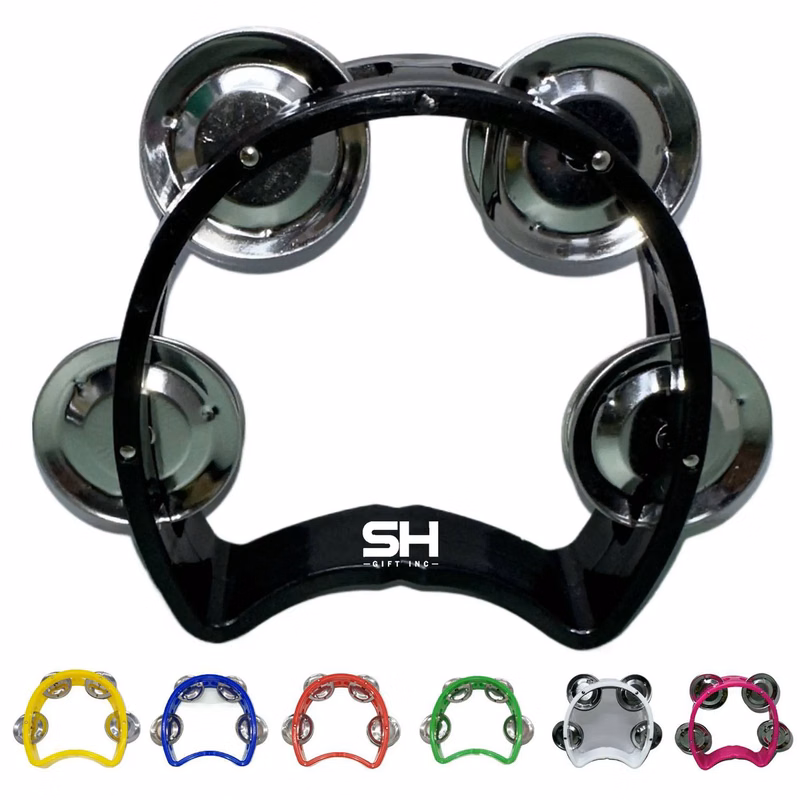 Kids' Plastic Tambourine Toy w/ 4 Bells for Fun