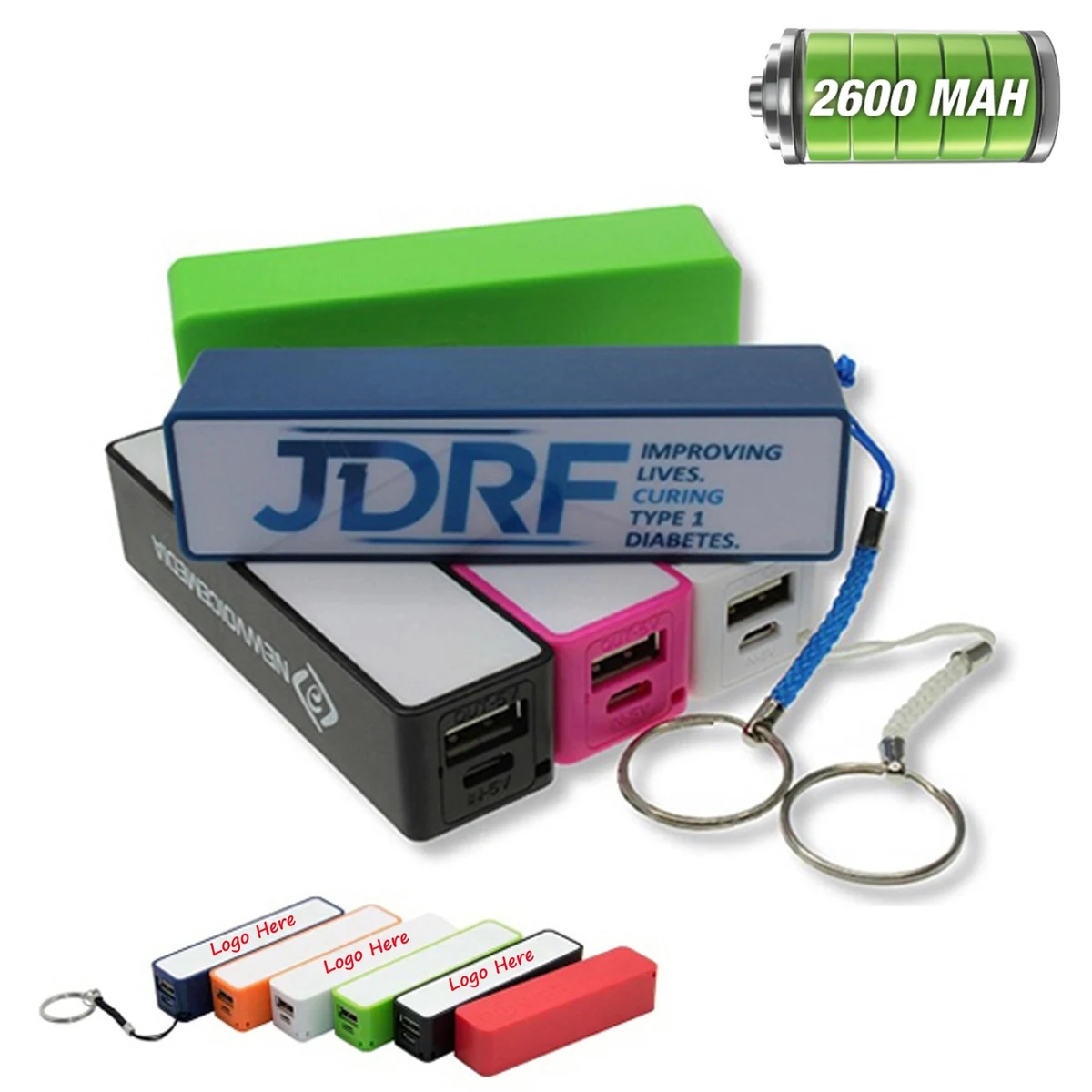 2600mAh Plastic Power Bank with Keyring 1