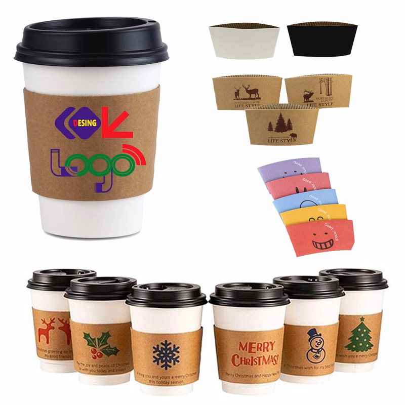 Disposable Kraft Paper Hot Coffee Cup Sleeves