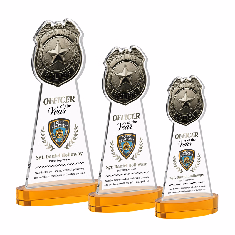 Police Badge VividPrint™ Award on Alberton Base - Amber