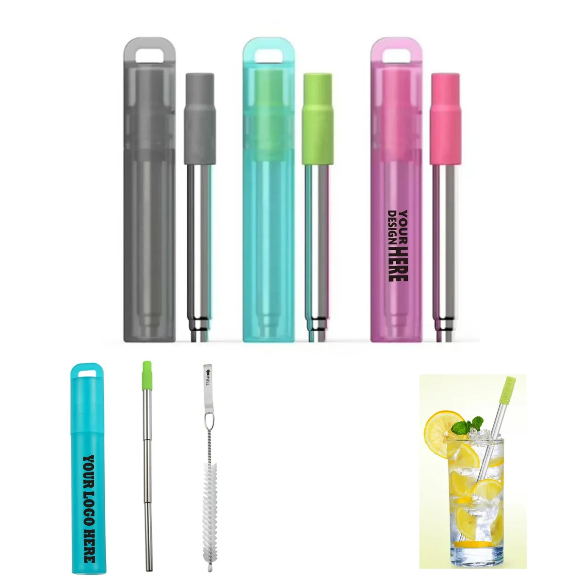 Reusable Stainless Steel Collapsible Straw Set 1