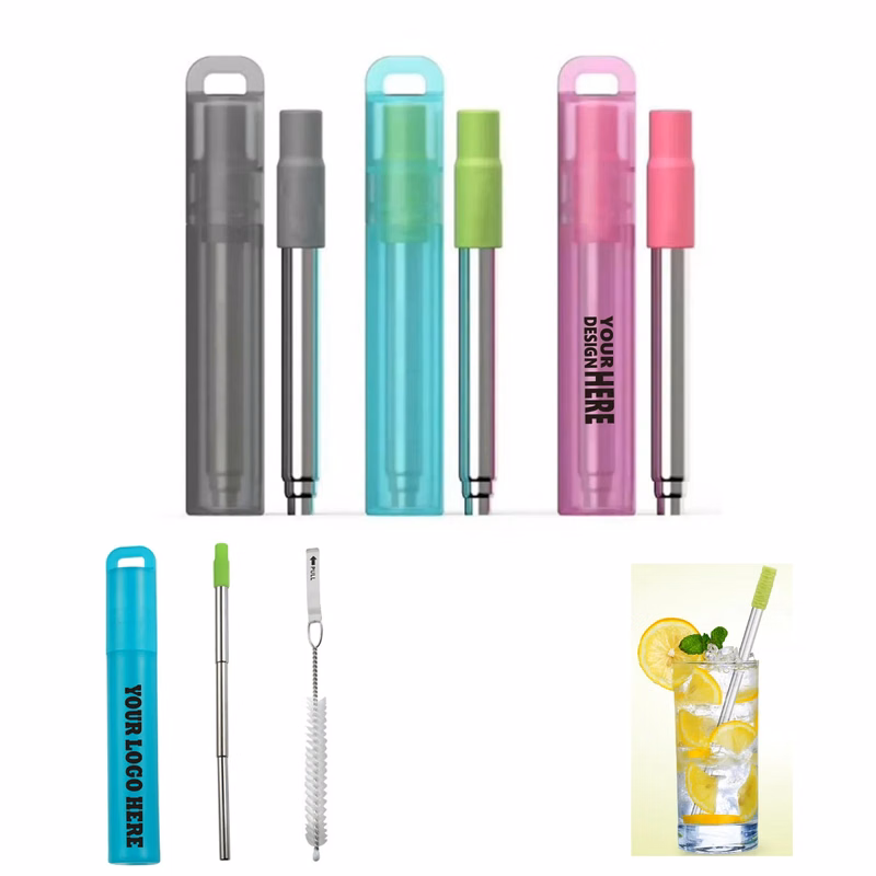 Reusable Stainless Steel Collapsible Straw Set