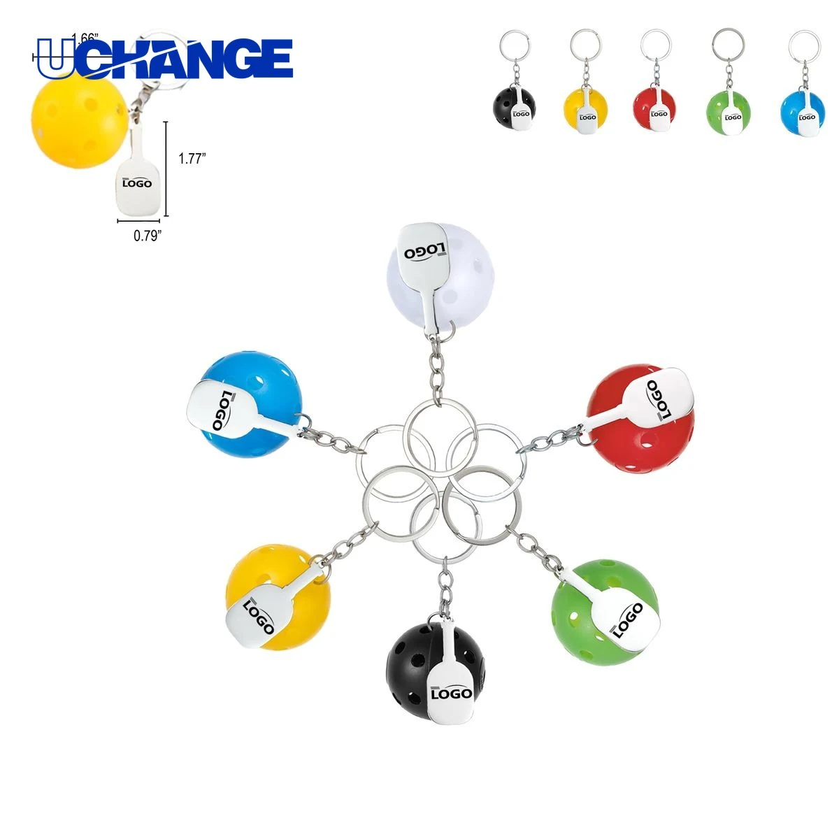 Pickleball Shape Bag Clip Keychain 1
