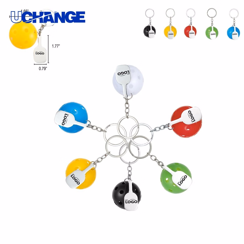 Pickleball Shape Bag Clip Keychain