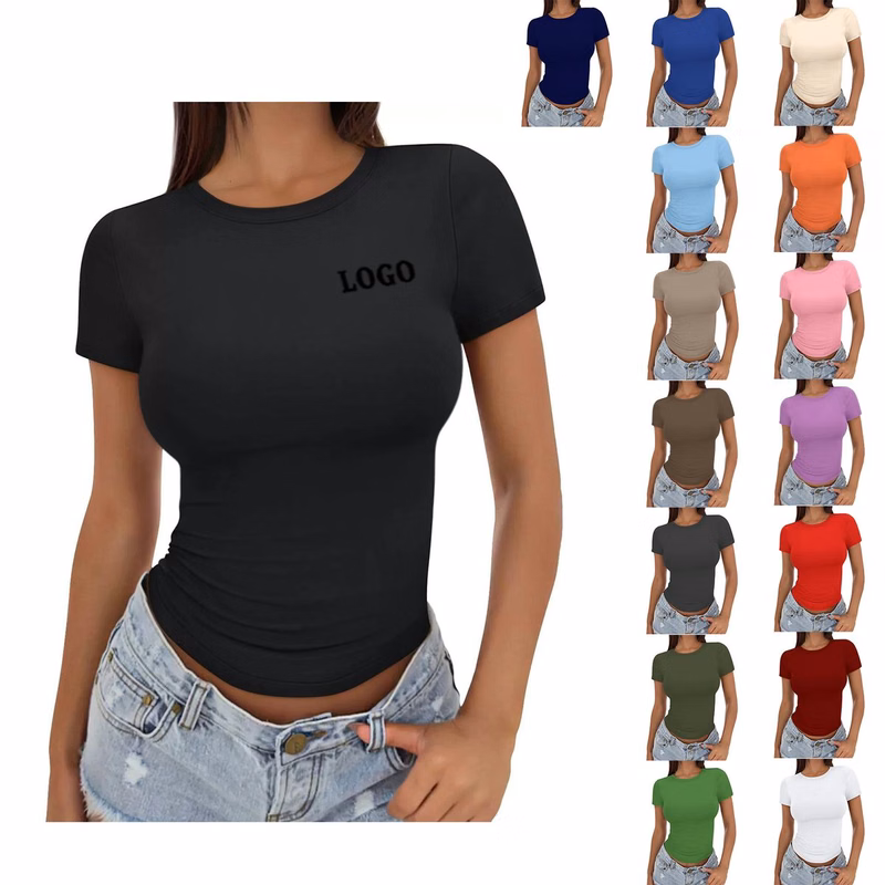 Gym Women's T shirt Summer Top Crop Short Sleeves