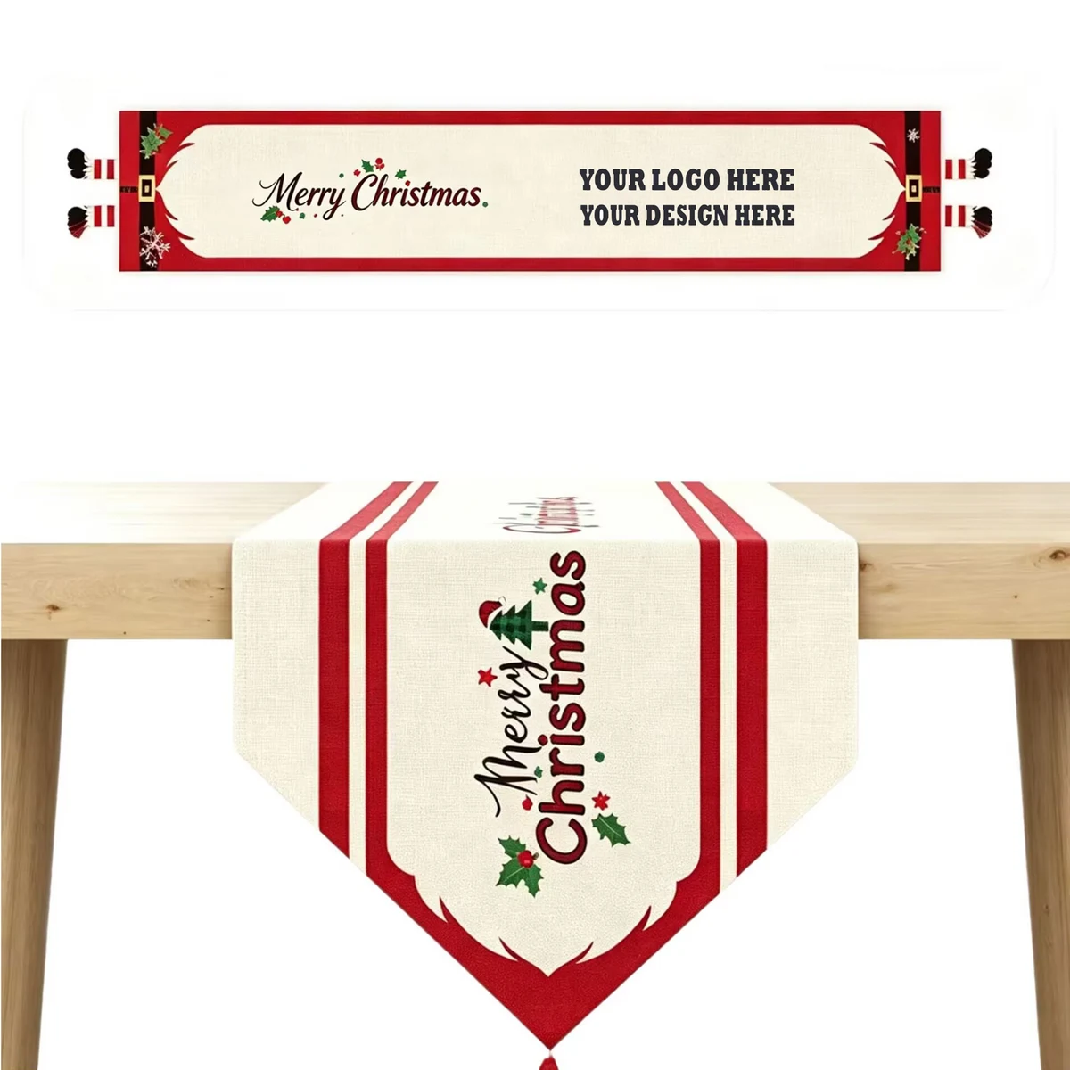 Cartoon Snowman Linen Blend Christmas Table Runner 1