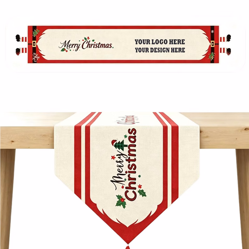 Cartoon Snowman Linen Blend Christmas Table Runner