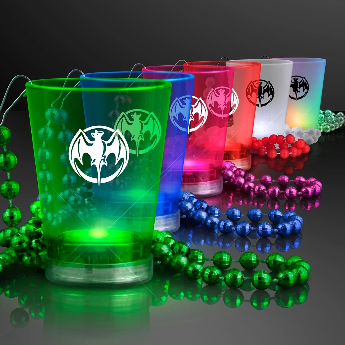 1.5 oz. Light Up Shot Glass on Party Bead Necklaces 1