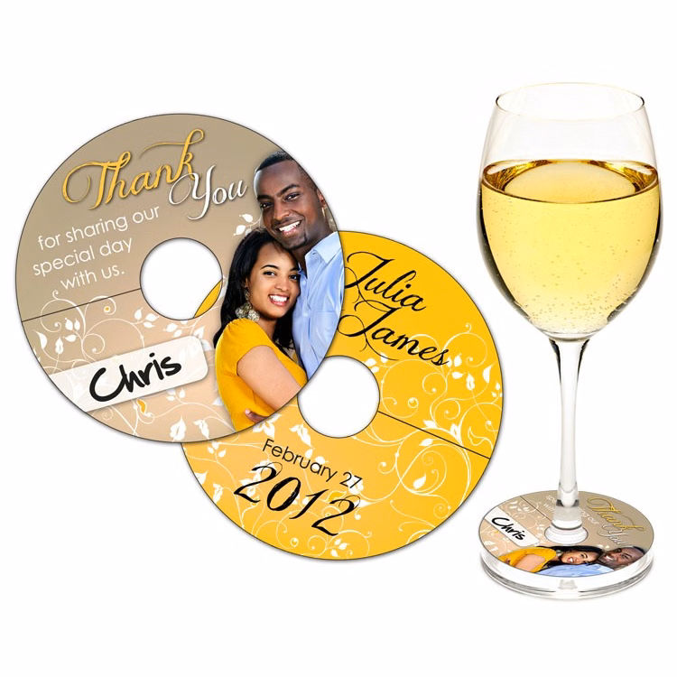 Wine Glass Tag - Extra-Thick UV-Coated (1S) - 3 Inch Diameter - 14 pt.