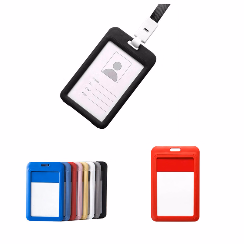 Plastic ID Card Holder With Lanyard Neck Strap