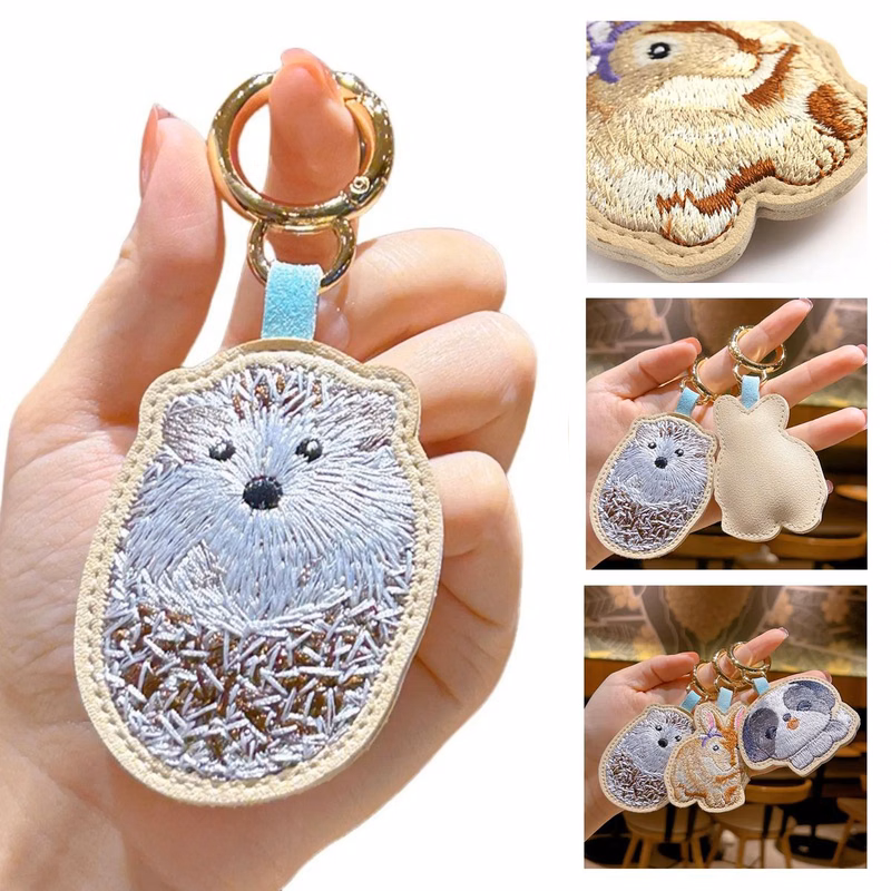 PU Leather Square Travel Keychain