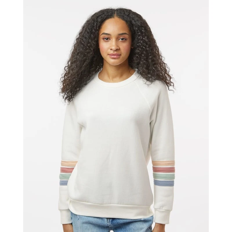 MV Sport Women's Striped Sleeves Crewneck Sweatshirt - W23152, custom hoodie or sweatshirt with logo imprint 1