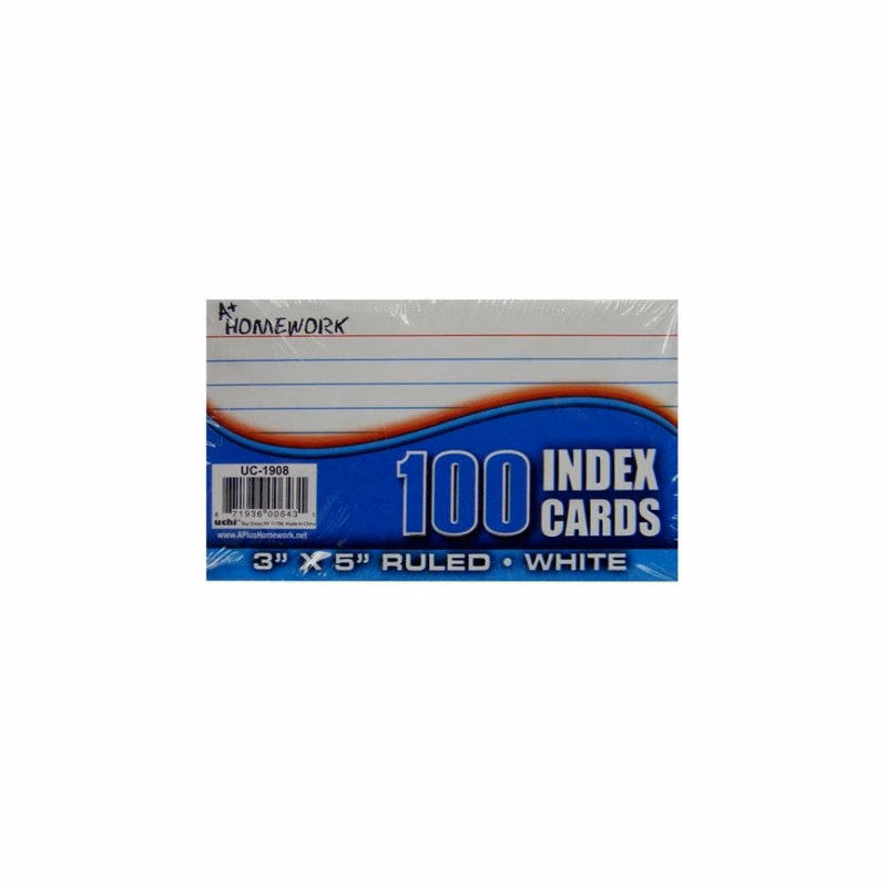 Ruled Index Cards - White 100 Pack 3" x 5"