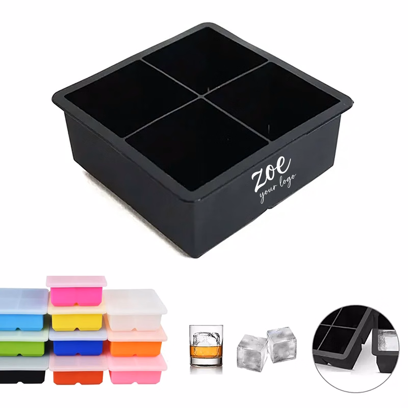 Multicolor Customized Silicone Ice Tray Mold 4 Cubes