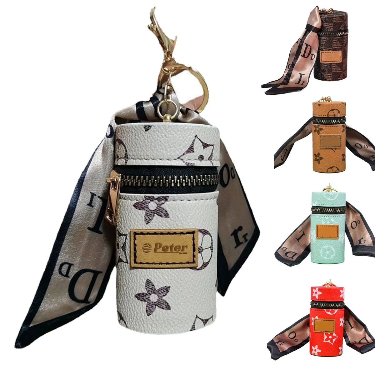 Portable Compact Leather Storage Keychain Pouch 1