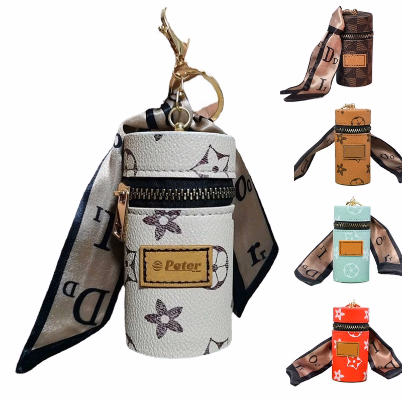 Portable Compact Leather Storage Keychain Pouch