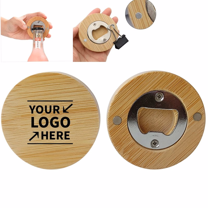Bamboo Magnetic Fridge Bottle Opener
