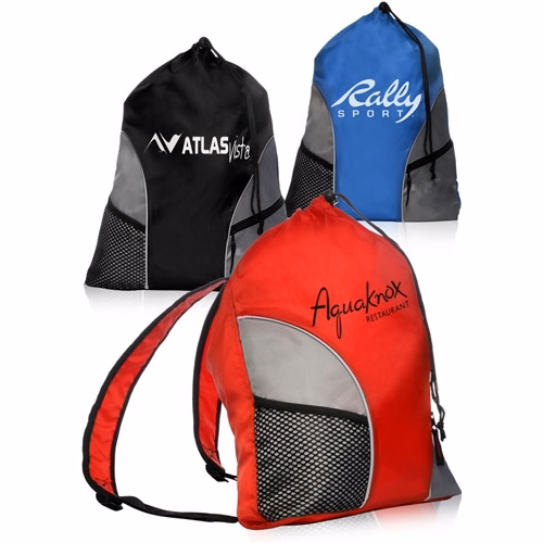 Sporting Drawstring Backpacks - 16" W x 18"H