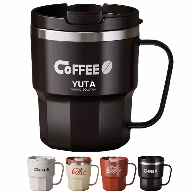 13Oz Stainless Steel Insulated Coffee Travel Mug W/ Lid