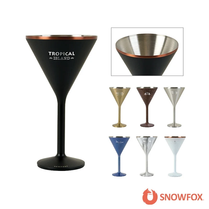 Snowfox® 8 oz. Double Wall Steel Stemmed Martini Glass 1