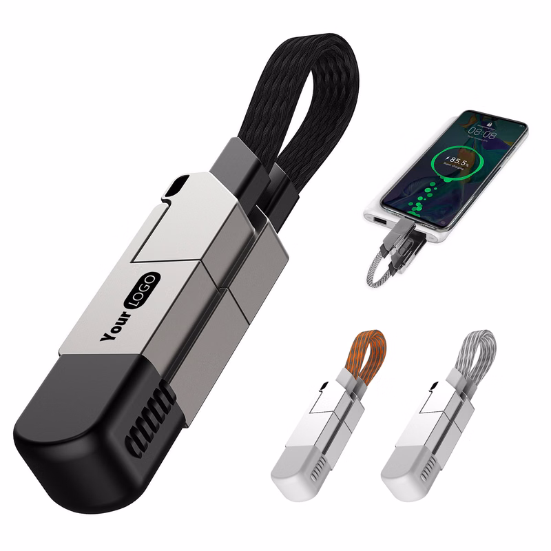 Zinc Alloy Portable 6-In-1 Multi Interface Keychain With Data Cable