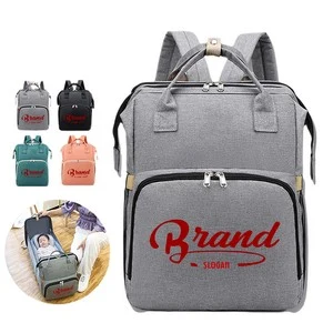 Foldable Large Capacity Diaper Bag, custom backpack with logo imprint 1
