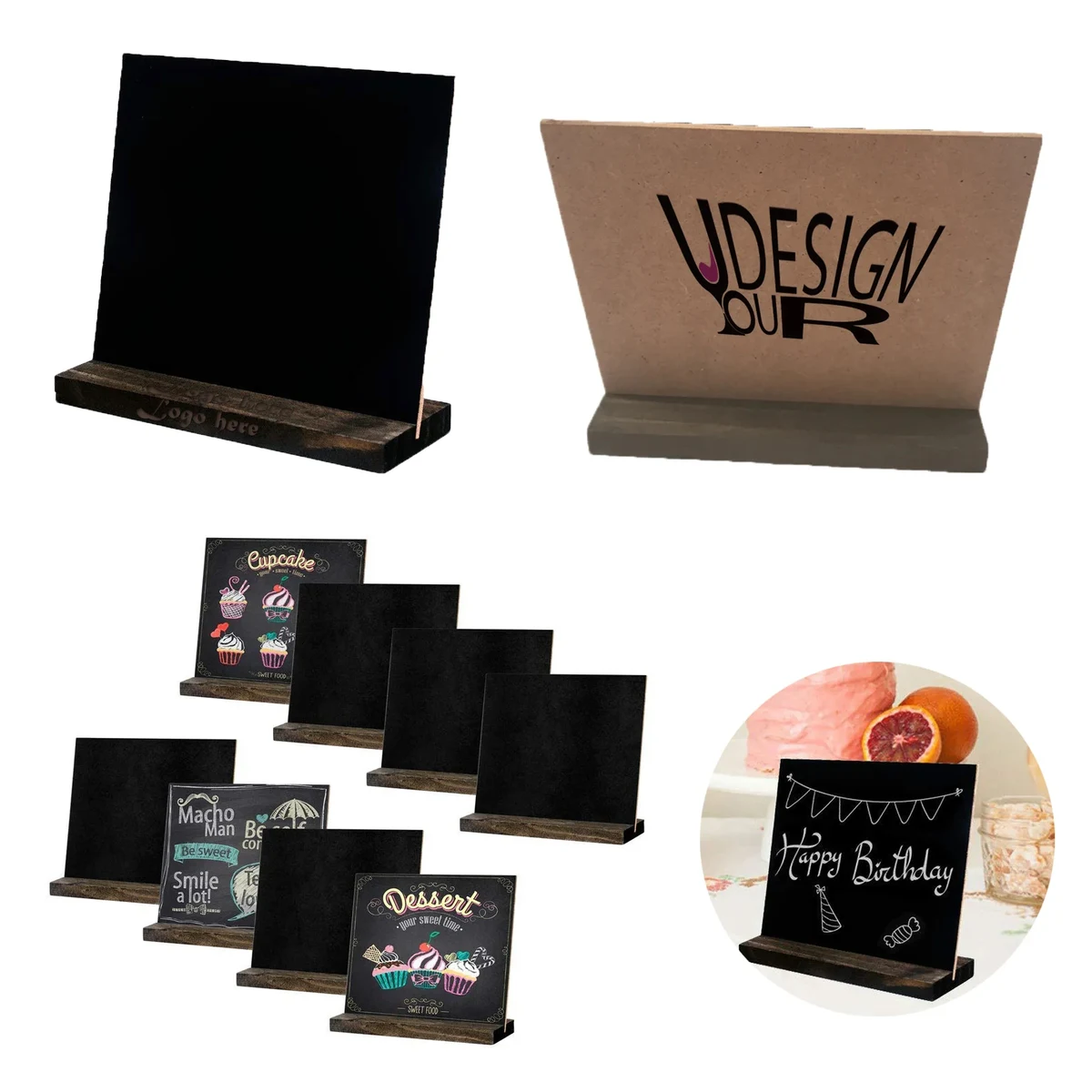 Custom Logo Wooden Mini Chalkboard Decorative Craft Ornament 1