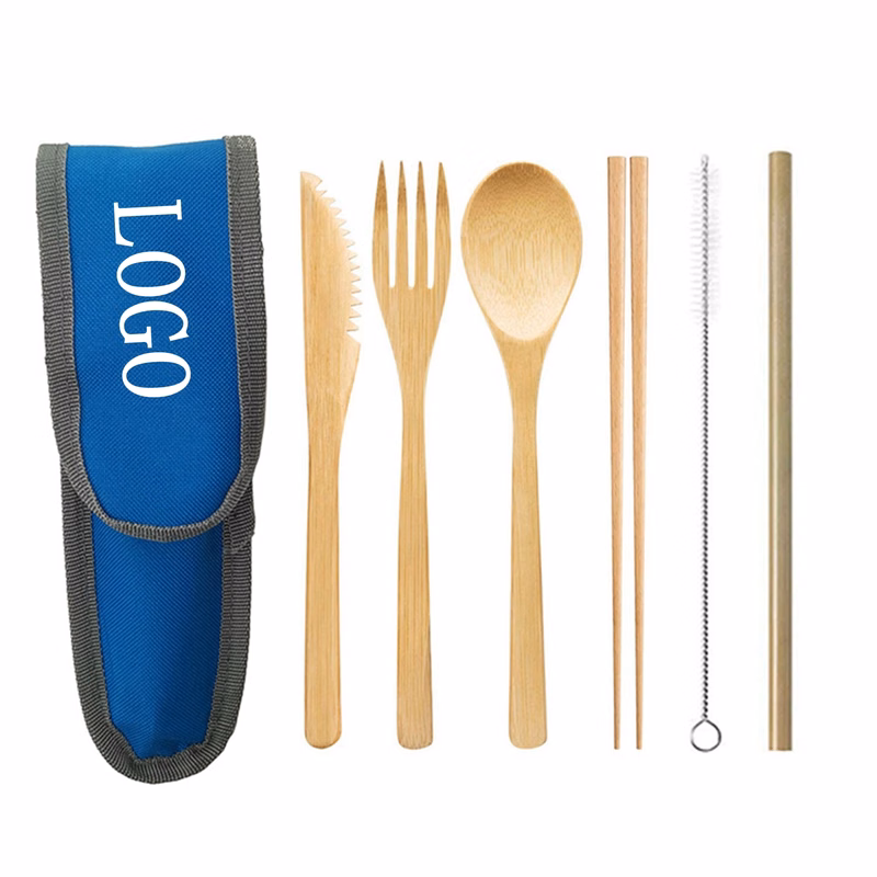 Bamboo Travel Utensil Set With Carrying Case
