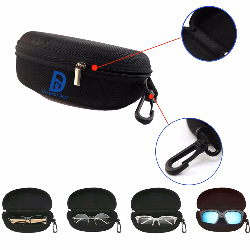 Eyeglasses Holder with Metal Carabiner Travel Zipper