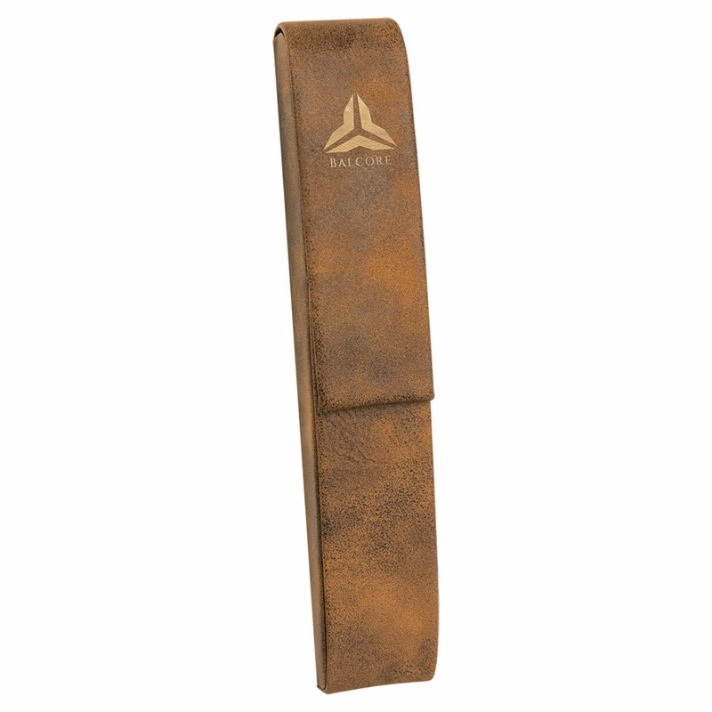 6 1/2" x 1" Rustic/Gold Leatherette Single Pen Case