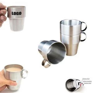300ml Double Wall Stainless Steel Mug With Collapsible Handles 1
