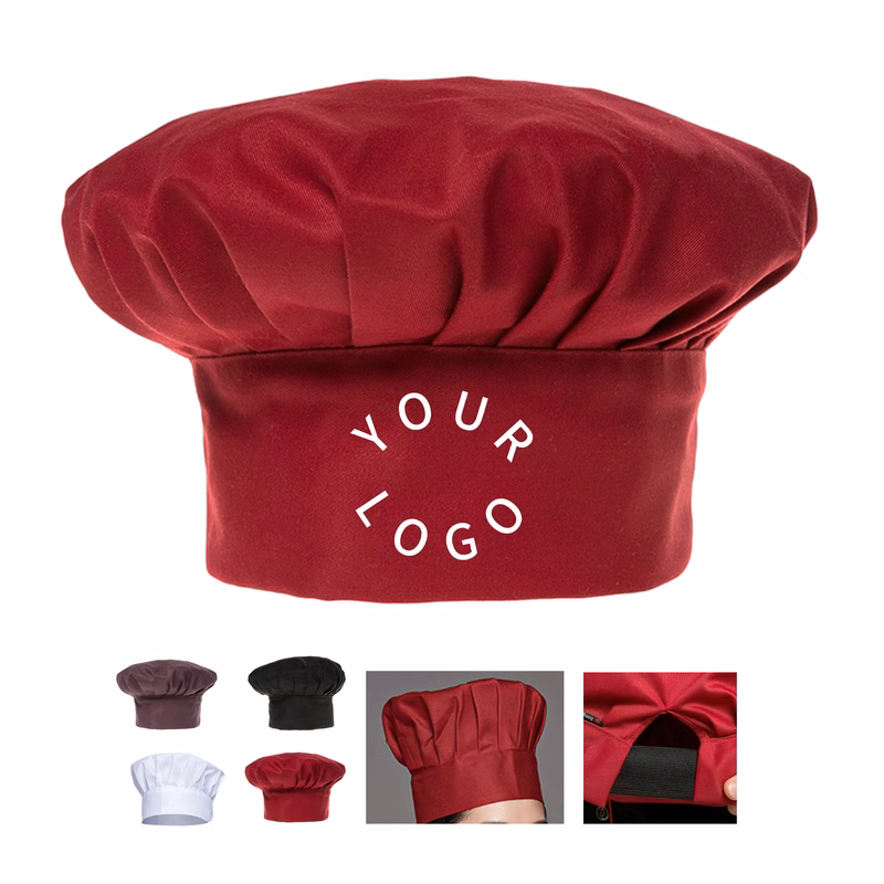 Polyester Adjustable Chef Hat With Hook Loop Closure 8.6" x 3.5"