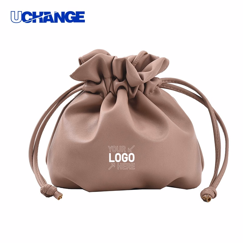 Soft Leather Drawstring Bucket Shoulder Bag