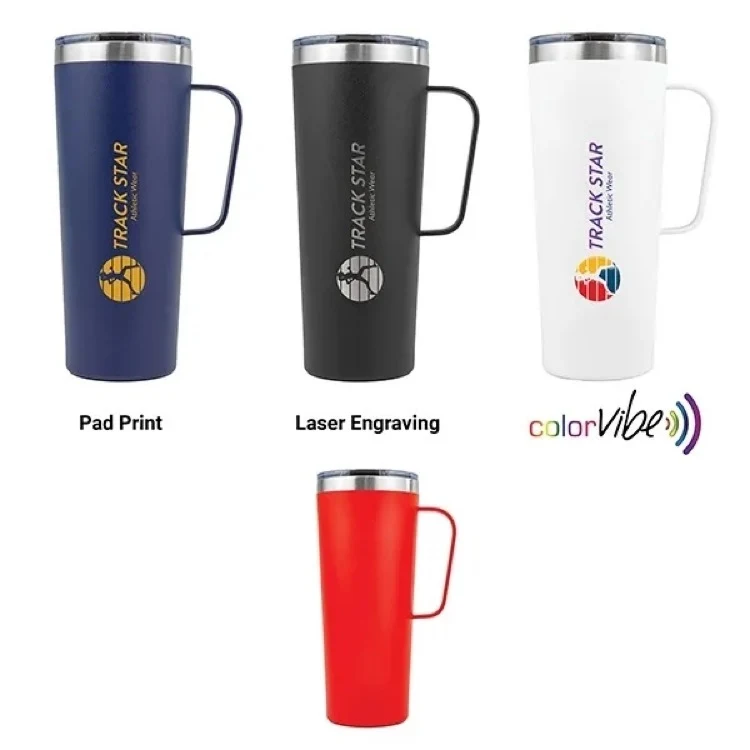 28 Oz. SipTek Powder Coated Mug w/Clear Slid Lid 1