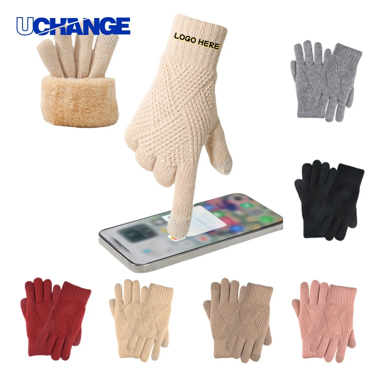 Double-Layer Plush Knitted Gloves 1