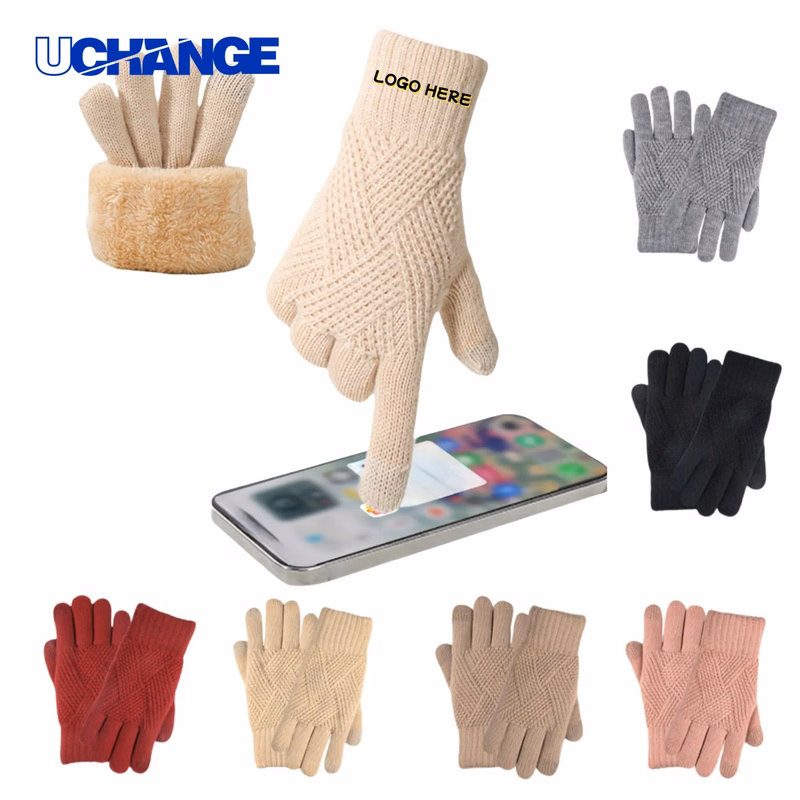 Double-Layer Plush Knitted Gloves